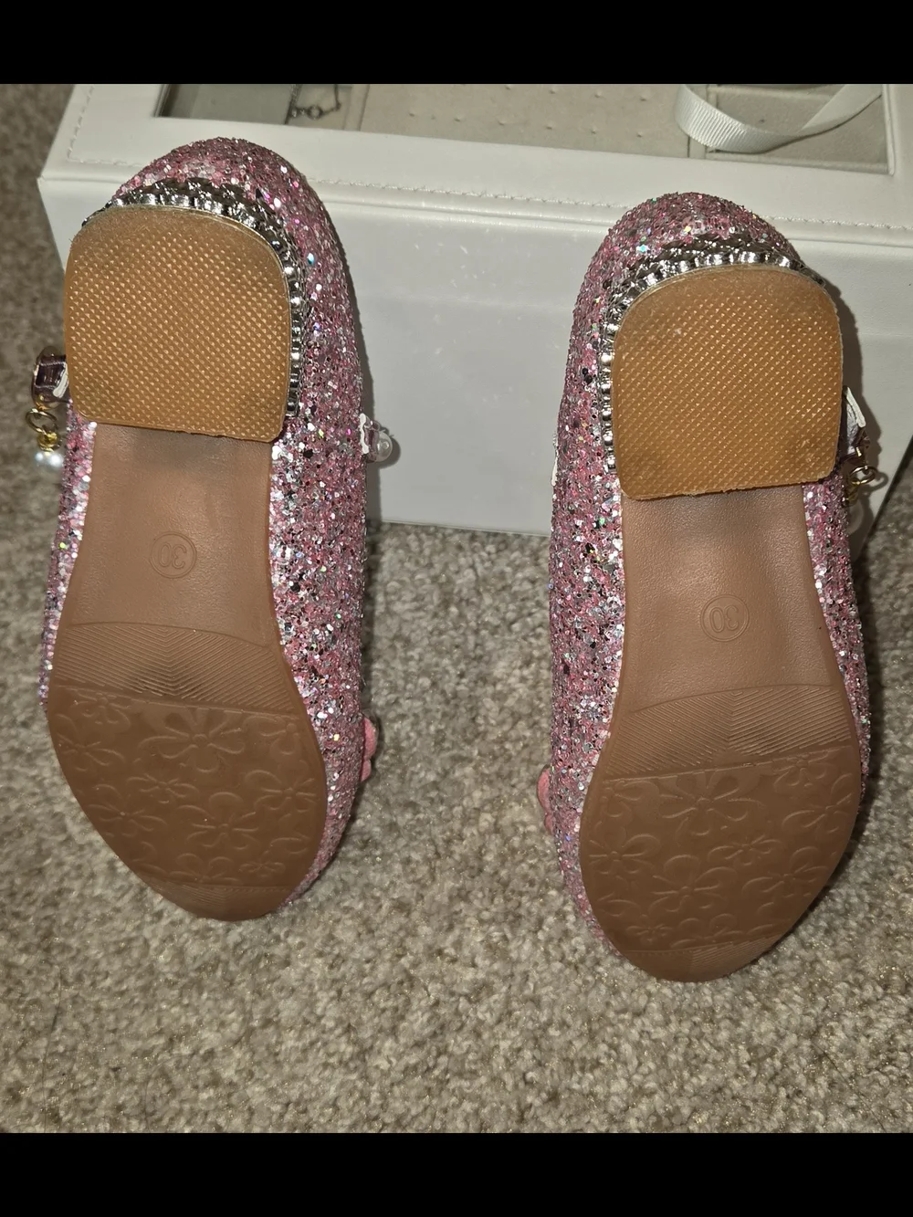 Pink Glitter Butterfly Pearl Mary Jane Kids Shoes
